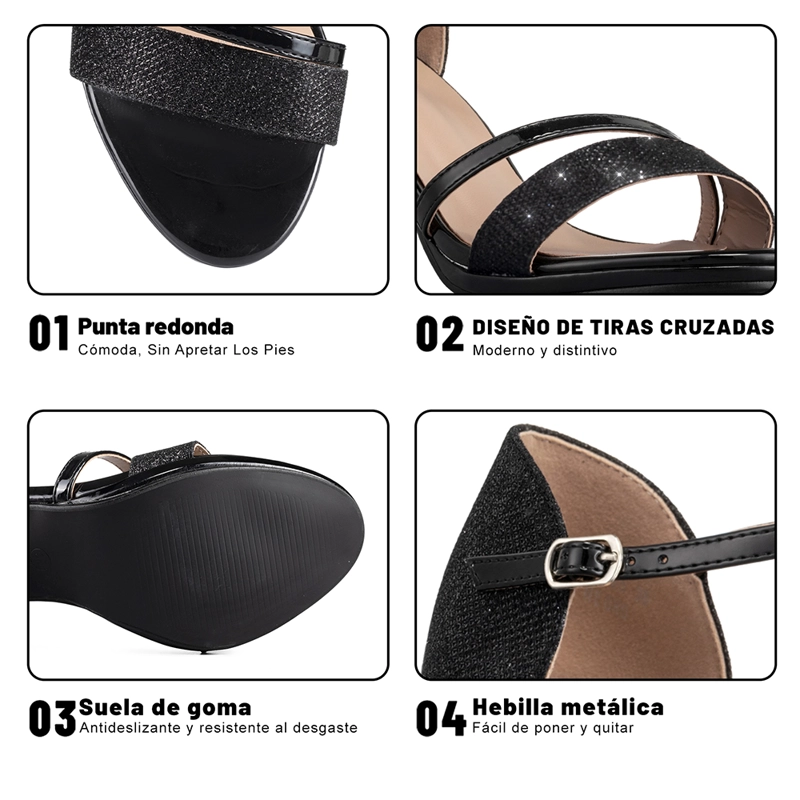 SANDALIA TACO NEGRO FIESTA QIU285 WEIDE - 8