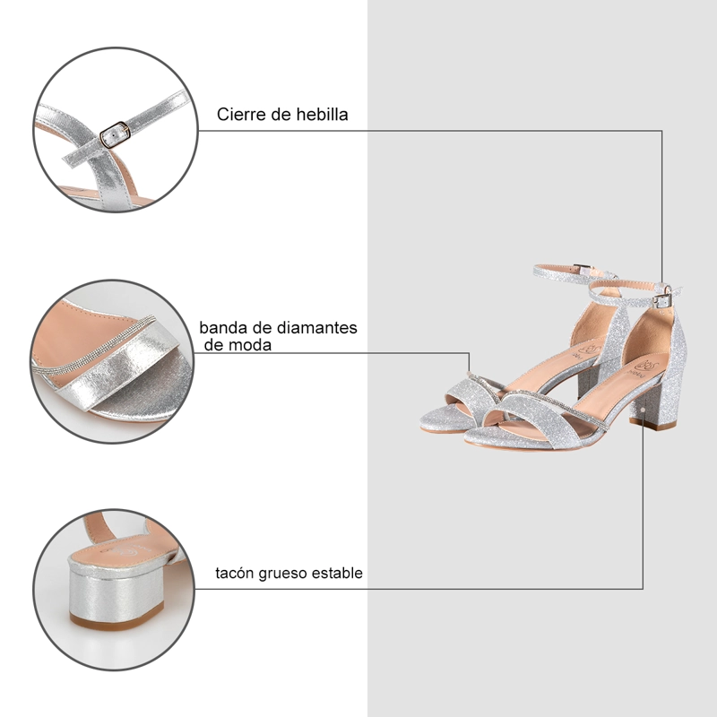 SANDALIA TACO FIESTA PLATEADA  MUJER WEIDE YOU132 - 9