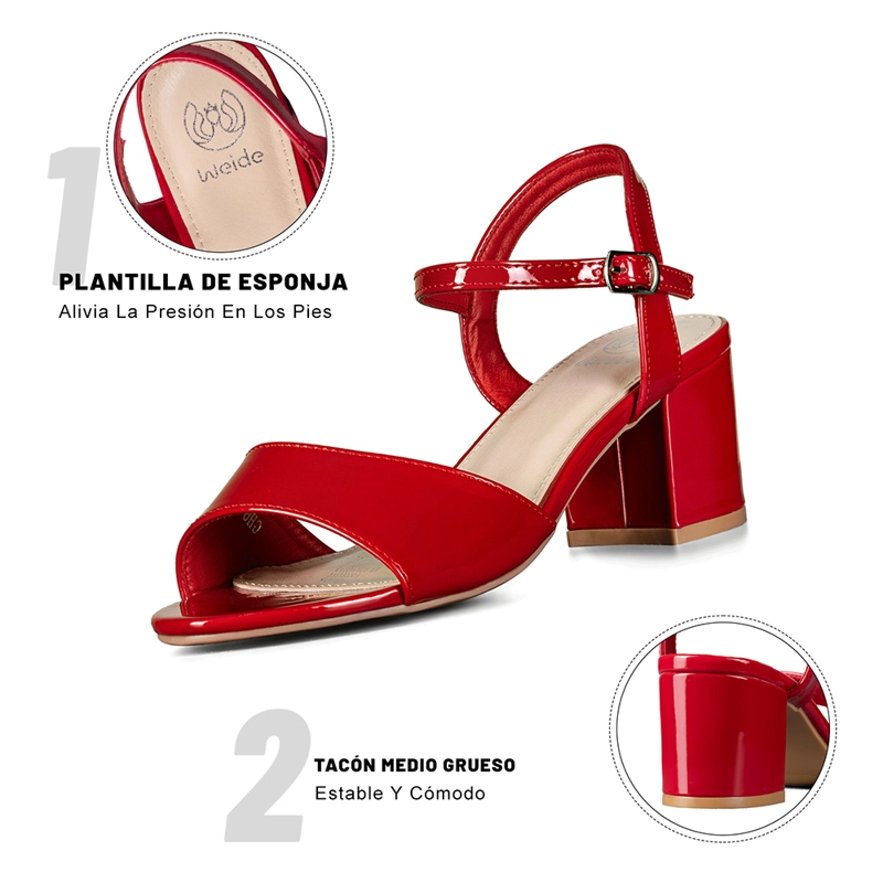 SANDALIA CASUAL TACO ROJA MUJER WEIDE GH64 - 8