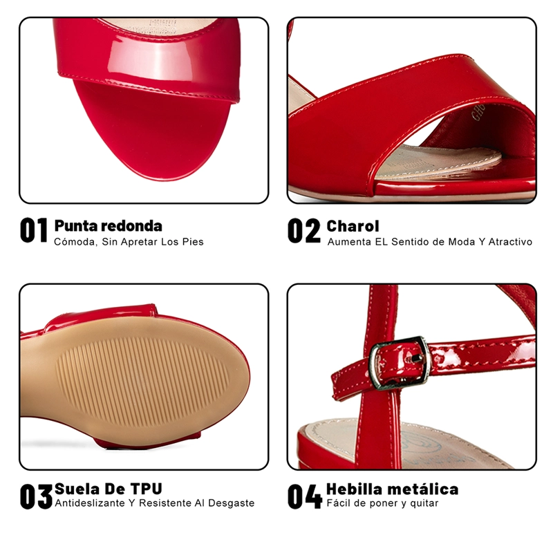 SANDALIA CASUAL TACO ROJA MUJER WEIDE GH64 - 9