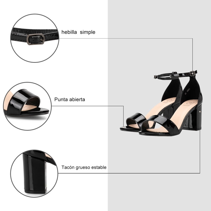 SANDALIA CASUAL TACO ALTO NEGRA MUJER WEIDE GH80 - 8