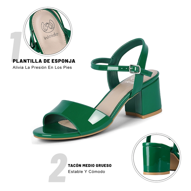 SANDALIA CASUAL TACO VERDE MUJER WEIDE GH64 - 8