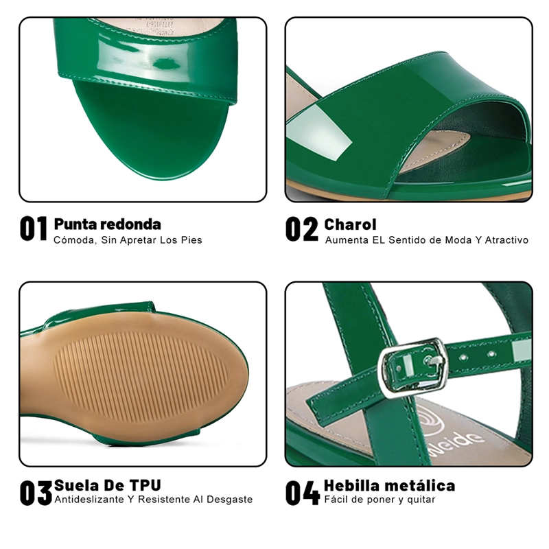 SANDALIA CASUAL TACO VERDE MUJER WEIDE GH64 - 9