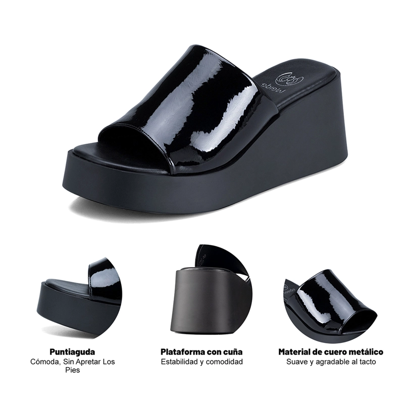SANDALIA CASUAL PLATAFORMA NEGRA MUJER WEIDE QIU330 - 8