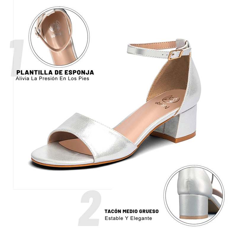 SANDALIA TACO  PLATEADA FIESTA MUJER WEIDE QIU238 - 8