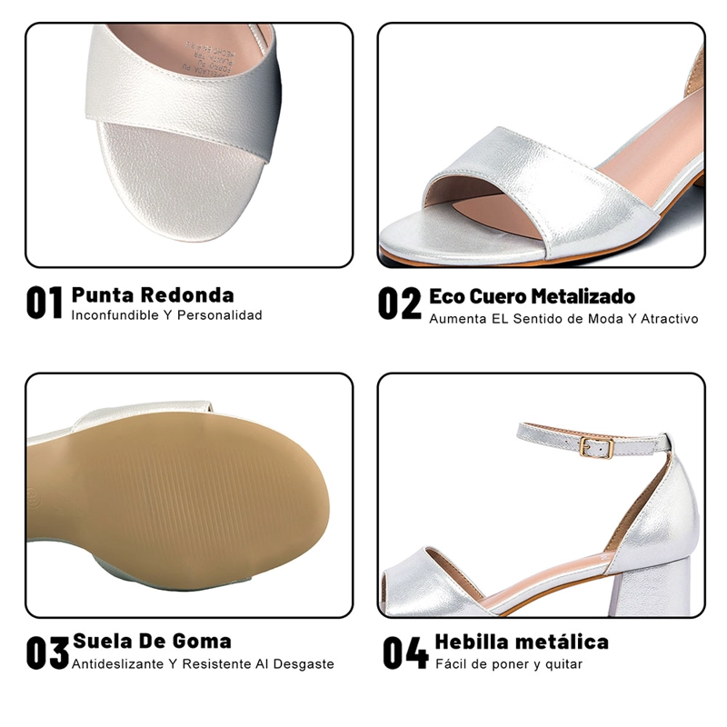 SANDALIA TACO  PLATEADA FIESTA MUJER WEIDE QIU238 - 9