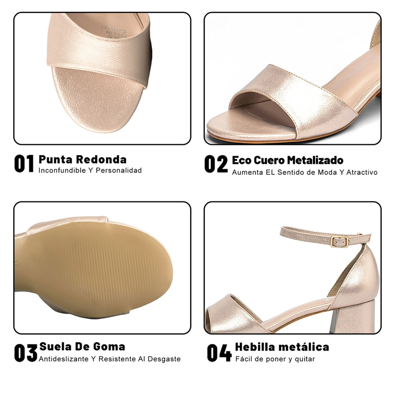 SANDALIA TACO  CHAMPAN FIESTA MUJER WEIDE QIU238 - 9