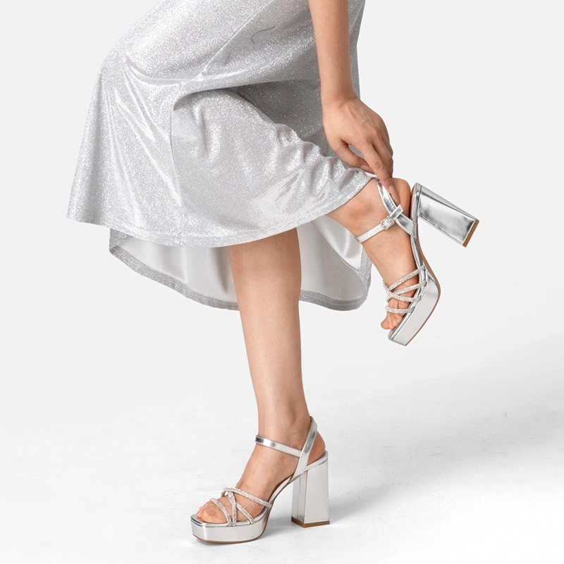 SANDALIA ECO CUERO TACO PLATEADO FIESTA MUJER WEIDE YOU205 - 2