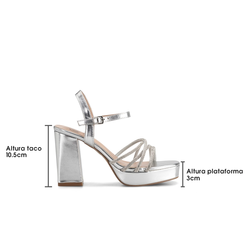 SANDALIA ECO CUERO TACO PLATEADO FIESTA MUJER WEIDE YOU205 - 7