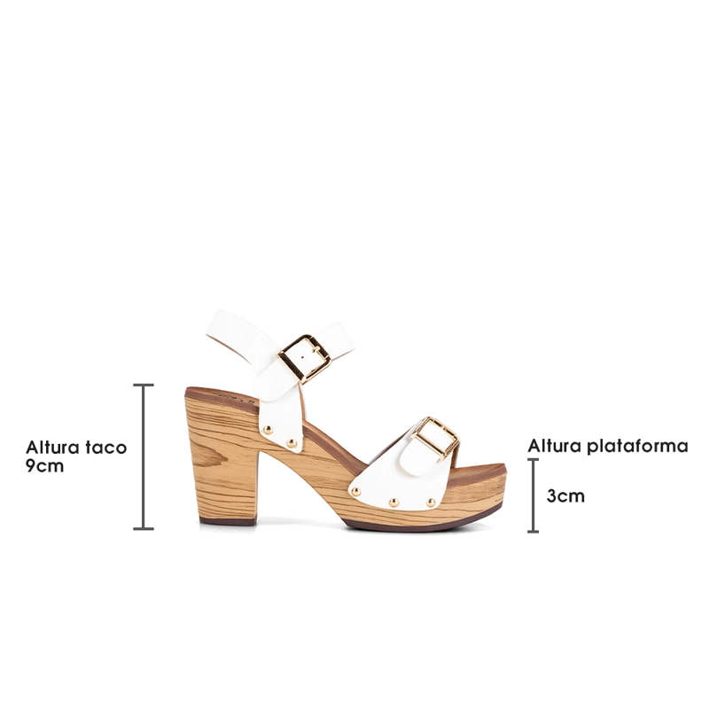 SANDALIAS TACO CASUAL BLANCA MUJER WEIDE JS58 - 7