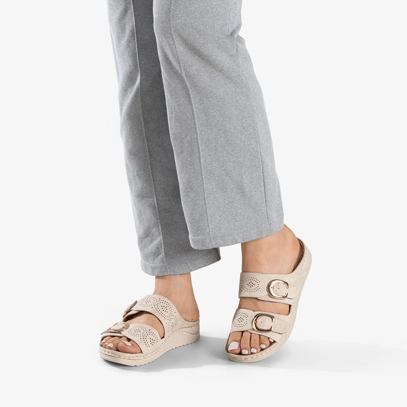 SANDALIA PLANA CASUAL MUJER BEIGE WEIDE JN31 - 3