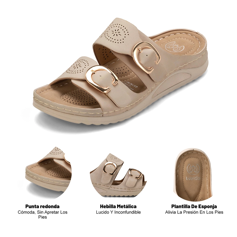 SANDALIA PLANA CASUAL MUJER BEIGE WEIDE JN31 - 8