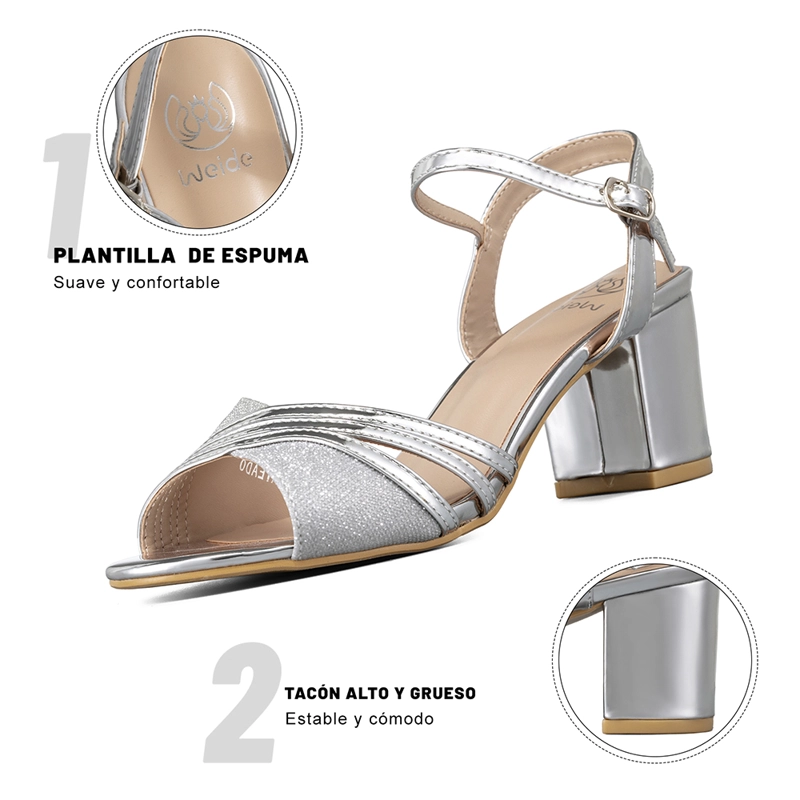 SANDALIA TACO PLATEADO FIESTA QIU257 WEIDE - 6