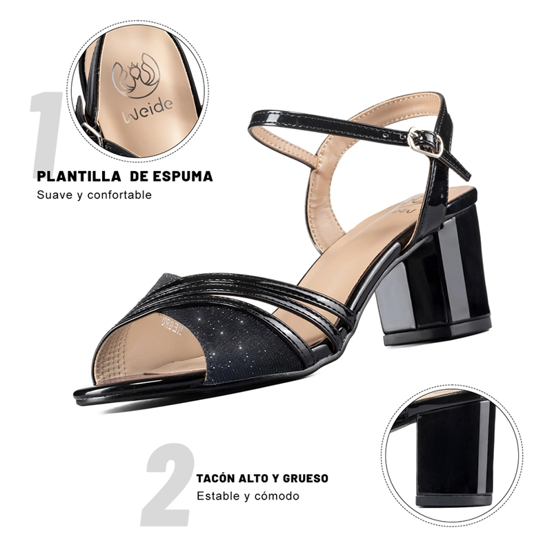 SANDALIA TACO NEGRO QIU257 WEIDE - 6