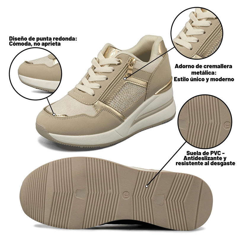 ZAPATILLA DEPORTIVA TACO CUÑA MALLA MUJER WEIDE JLL61 - 8