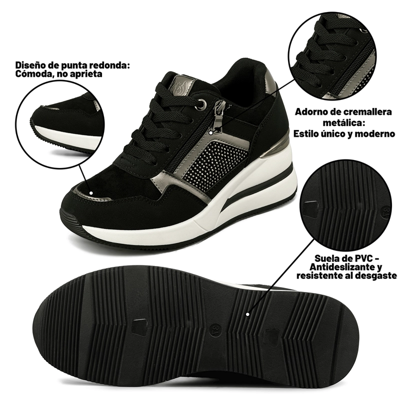 ZAPATILLA DEPORTIVA TACO CUÑA MALLA MUJER WEIDE JLL61 - 8