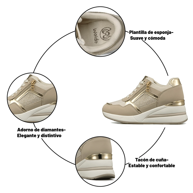 ZAPATILLA DEPORTIVA TACO CUÑA MALLA MUJER WEIDE JLL61 - 9