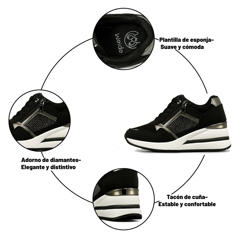 ZAPATILLA DEPORTIVA TACO CUÑA MALLA MUJER WEIDE JLL61 - 9