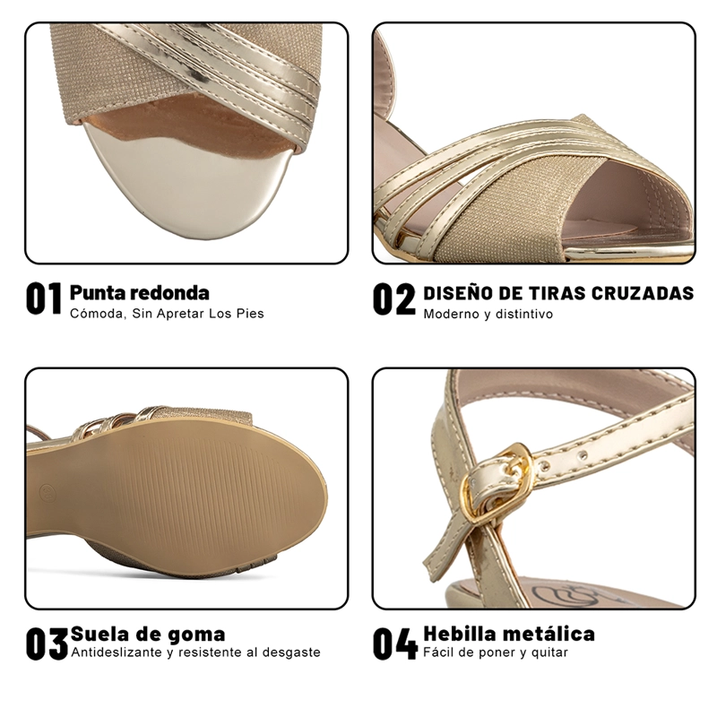 SANDALIA TACO DORADO FIESTA WEIDE QIU257 - 9