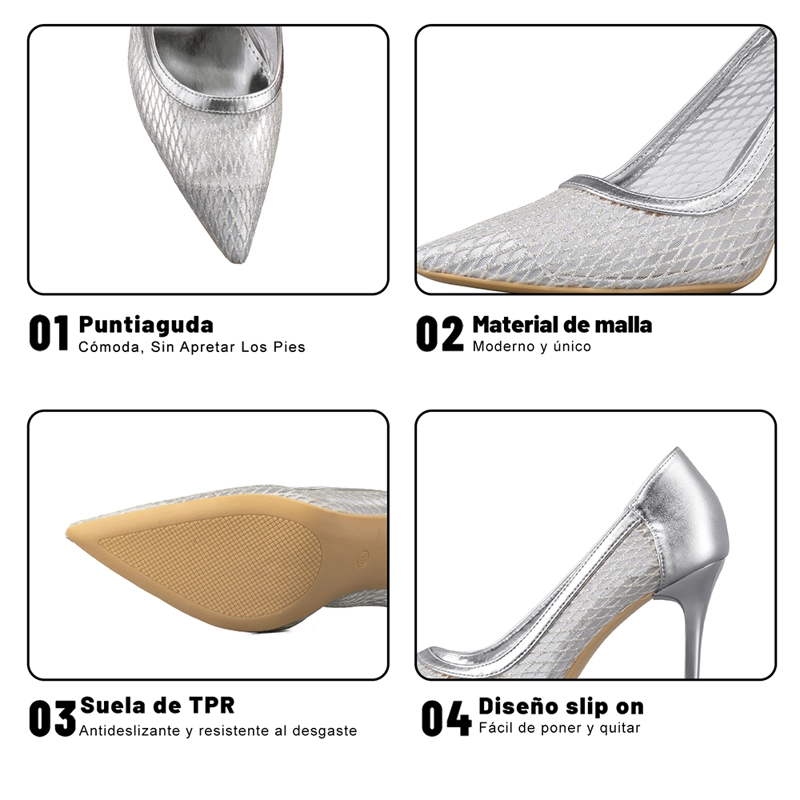 ZAPATO TACO ALTO ELEGANTE MALLA MODA MUJER WEIDE GHE36 - 9