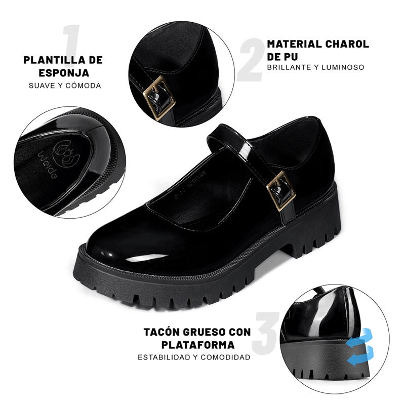 ZAPATO MARY JANE PLATAFORMA ESCOLAR MUJER WEIDE JN720 - 8