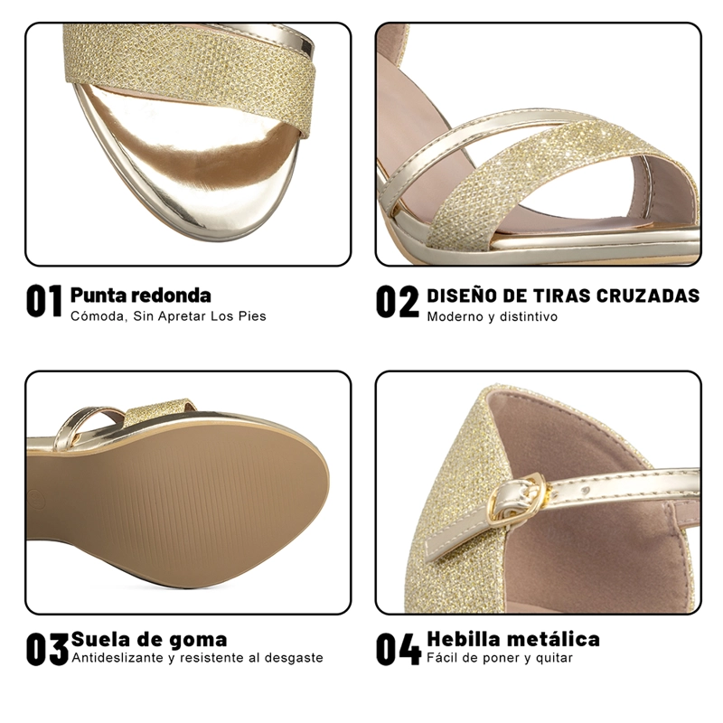 SANDALIA TACO DORADO FIESTA QIU285 WEIDE - 7