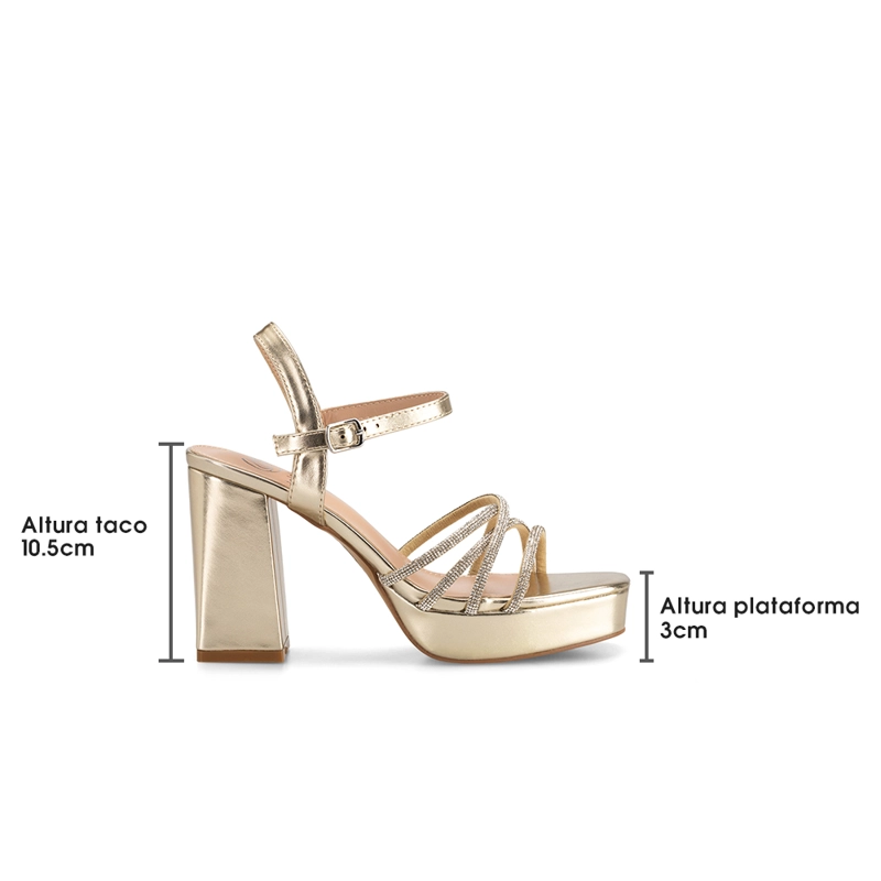 SANDALIA ECO CUERO TACO DORADO  FIESTA MUJER WEIDE YOU205 - 7