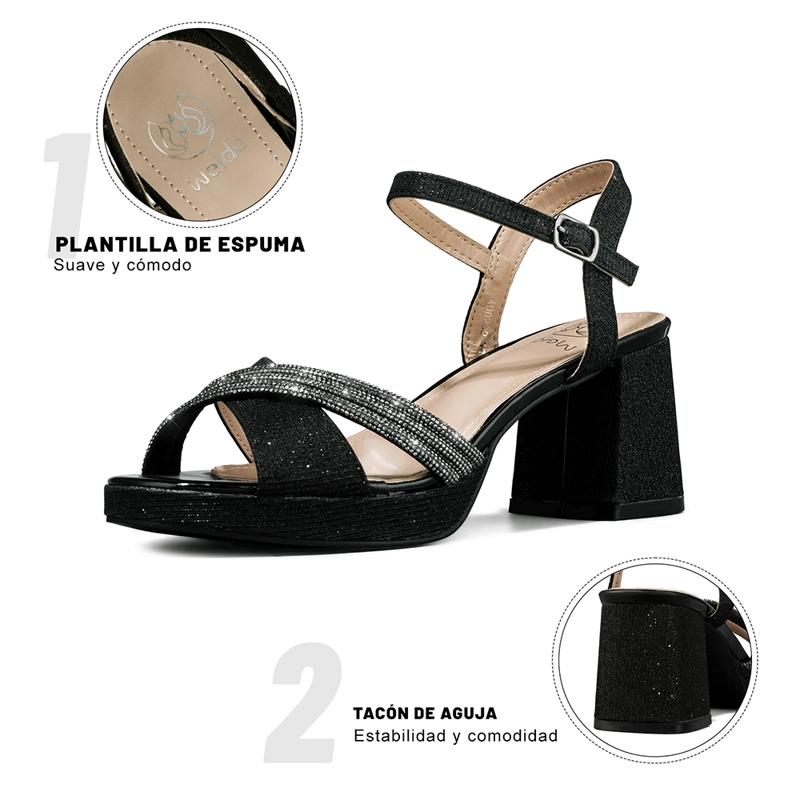SANDALIA TACO DE MODA CON PEDRERIA MUJER WEIDE YOU536 - 9