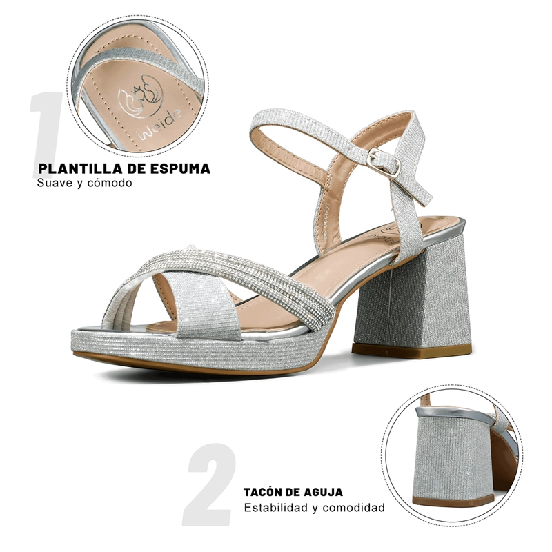 SANDALIA TACO DE MODA CON PEDRERIA MUJER WEIDE YOU536 - 9