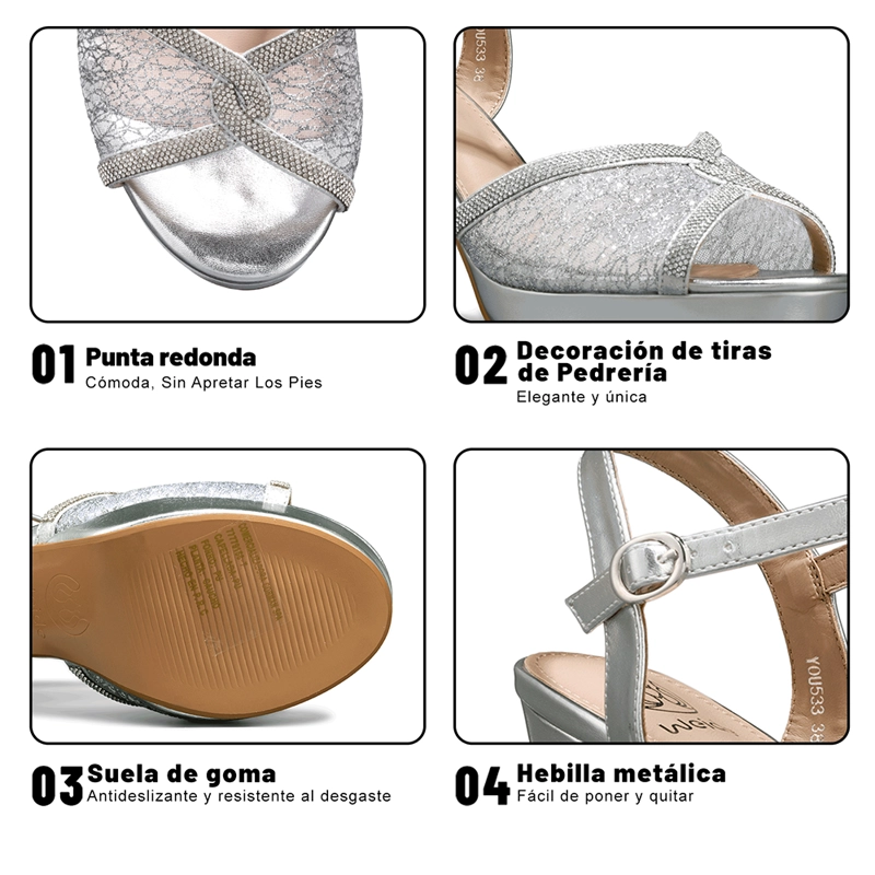 SANDALIA TACO ALTO PEDRERIA FIESTA MUJER WEIDE YOU533 - 9