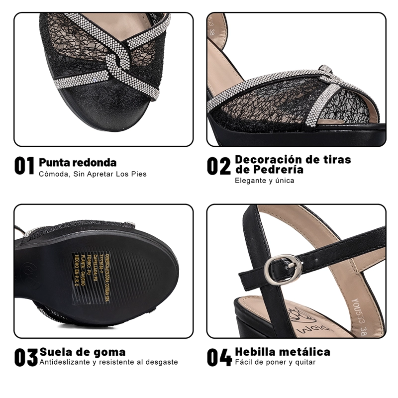 SANDALIA TACO ALTO PEDRERIA FIESTA MUJER WEIDE YOU533 - 9
