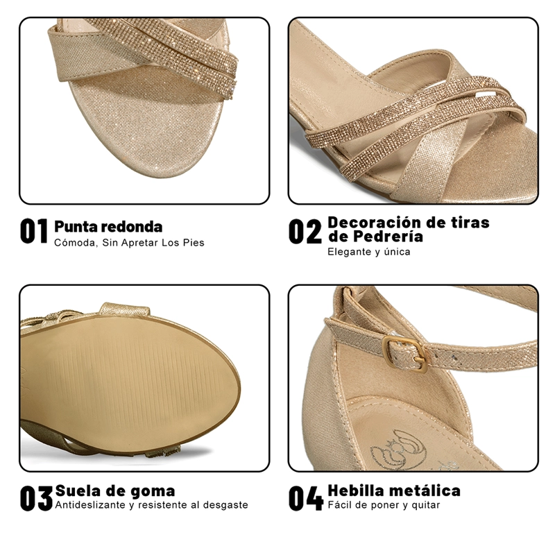SANDALIA TACO GRUESO FIESTA PEDRERIA MUJER WEIDE YOU525 - 9