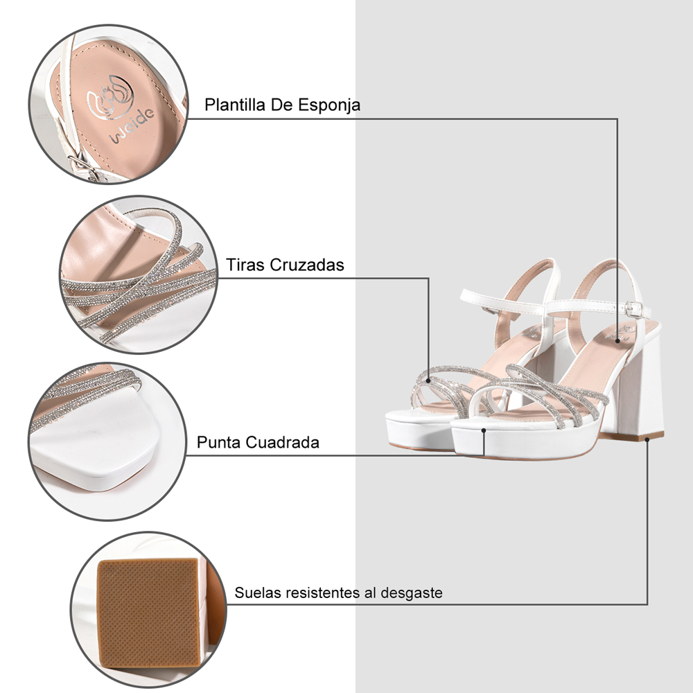 SANDALIA ECO CUERO TACO BLANCO FIESTA MUJER WEIDE YOU205 - 8