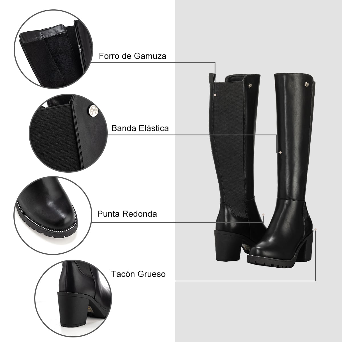 BOTA NEGRO CASUAL MUJER WEIDE ZS53 - 7