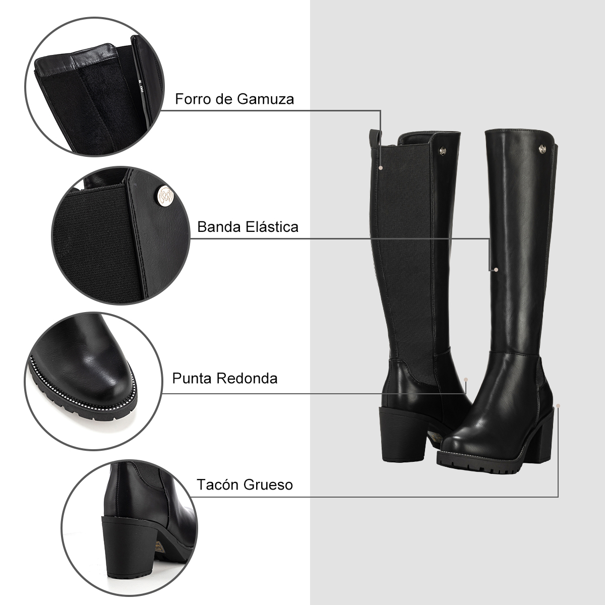 BOTA NEGRO CASUAL MUJER WEIDE ZS53 - 7