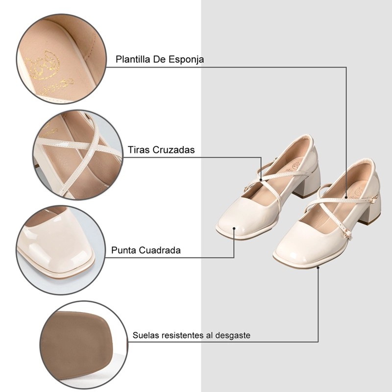 ZAPATO MARY JANE NEGRO PU ACHAROLADO ELEGANTE MUJER WEIDE YL65 - 8