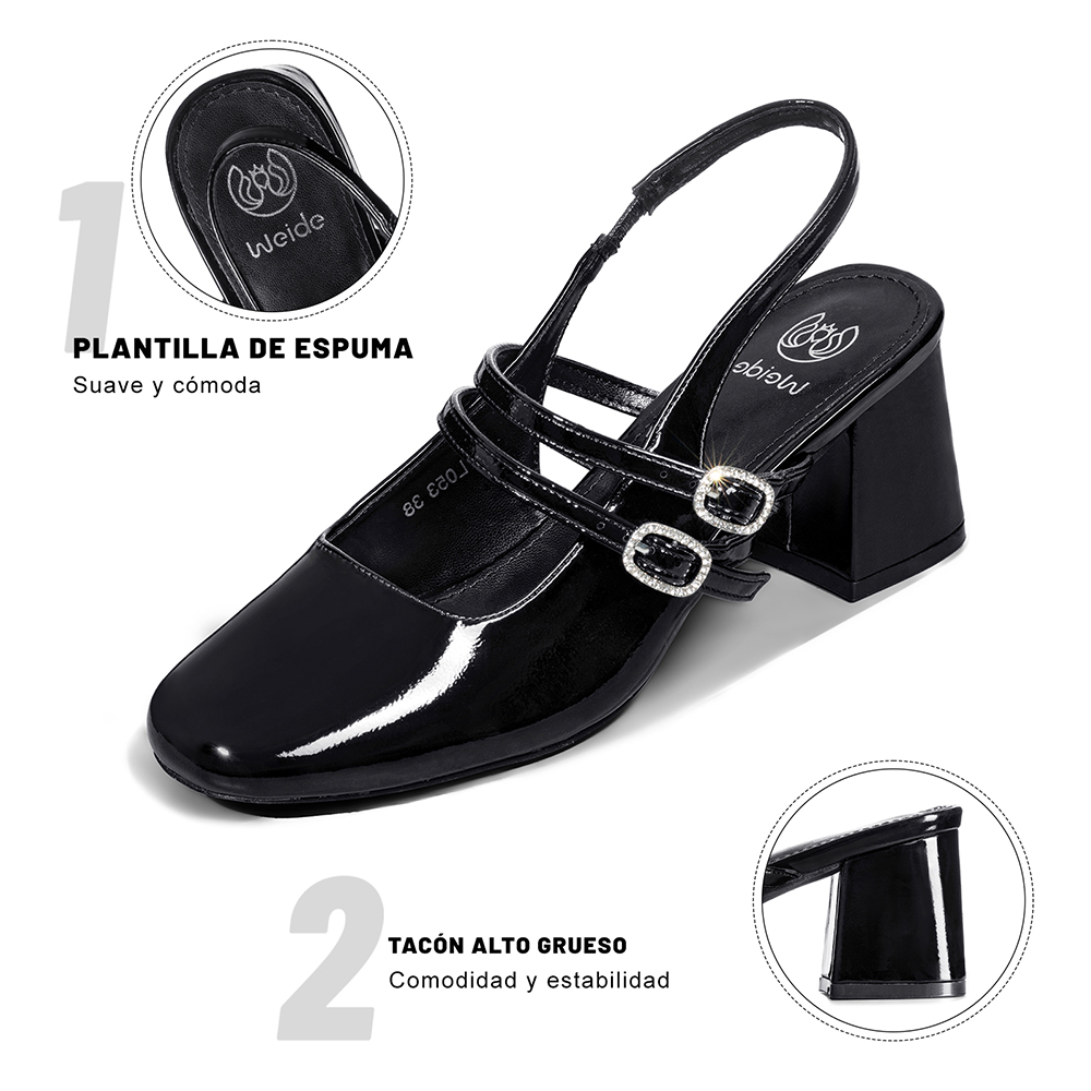 ZAPATO TACO TALON DESCUBIERTO ELEGANTE MUJER WEIDE YL053 - 7