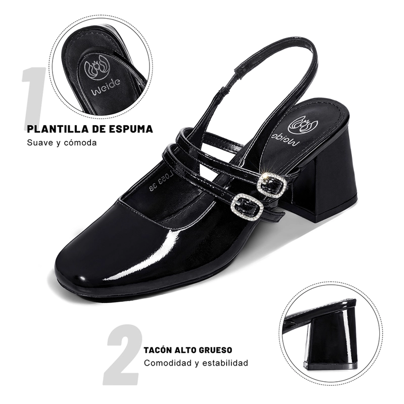 ZAPATO TACO TALON DESCUBIERTO ELEGANTE MUJER WEIDE YL053 - 7