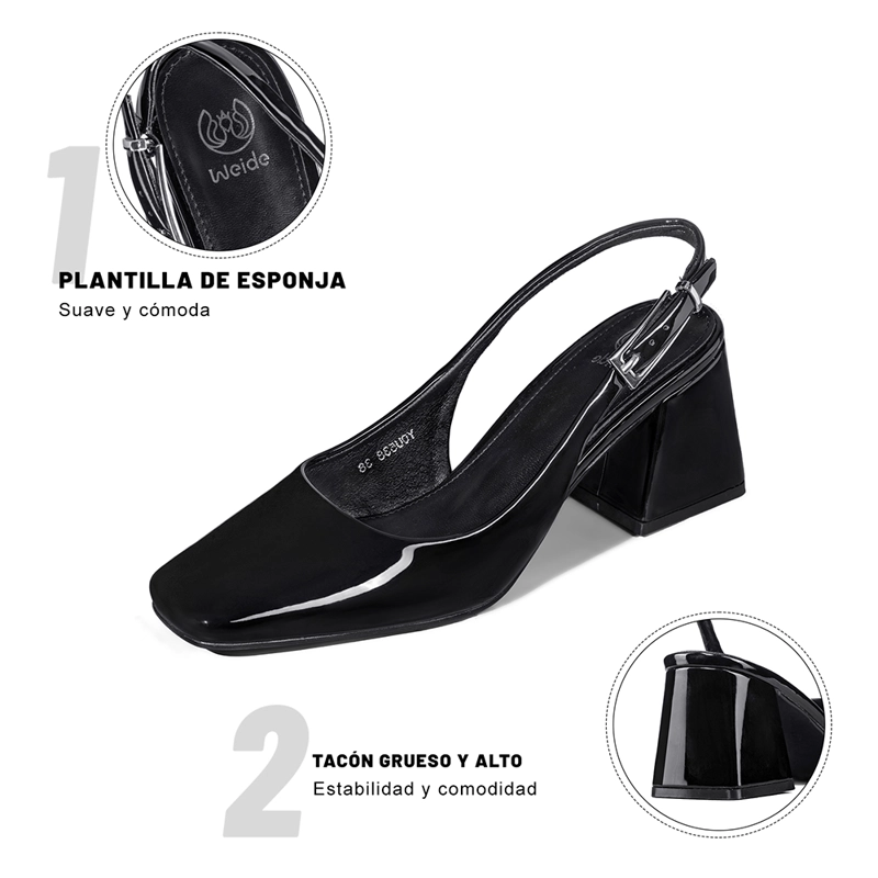 ZAPATO TACO TALON ABIERTO SIMIL CHAROL  MUJER WEIDE YOU538 - 7