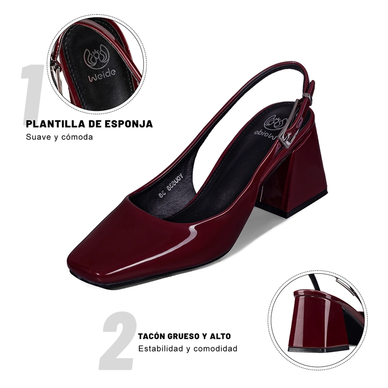 ZAPATO TACO TALON ABIERTO SIMIL CHAROL  MUJER WEIDE YOU538 - 7
