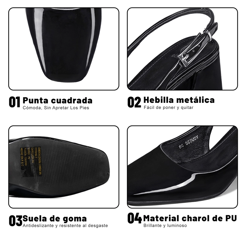 ZAPATO TACO TALON ABIERTO SIMIL CHAROL  MUJER WEIDE YOU538 - 8