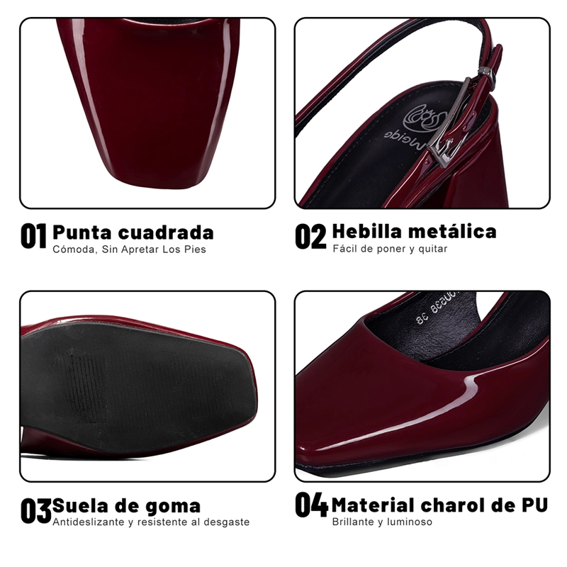 ZAPATO TACO TALON ABIERTO SIMIL CHAROL  MUJER WEIDE YOU538 - 8
