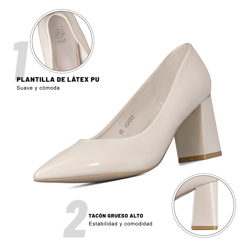 ZAPATO TACO PU ACHAROLADO PUNTIAGUDO MODA MUJER WEIDE YOU526 - 9