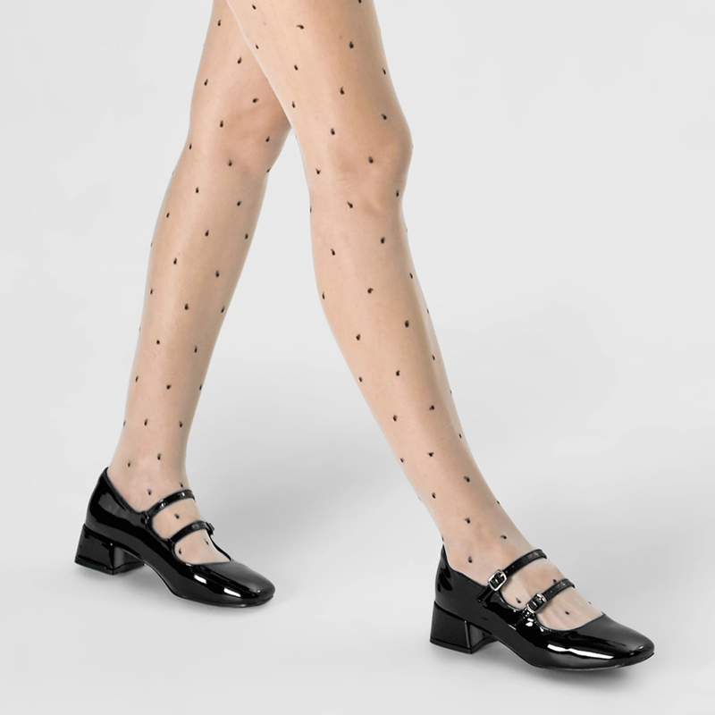 ZAPATOS MARY JANE CHAROL  NEGRO TACO MUJER WEIDE YL66 - 3