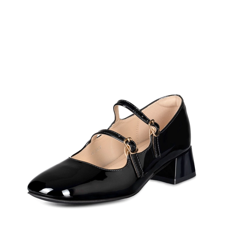 ZAPATOS MARY JANE CHAROL  NEGRO TACO MUJER WEIDE YL66 - 5