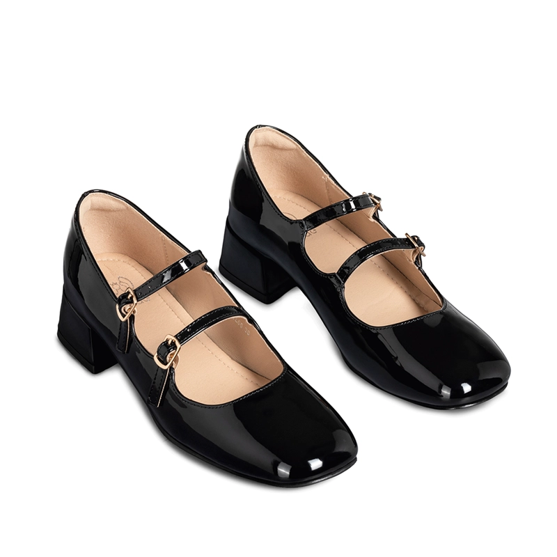 ZAPATOS MARY JANE CHAROL  NEGRO TACO MUJER WEIDE YL66 - 6