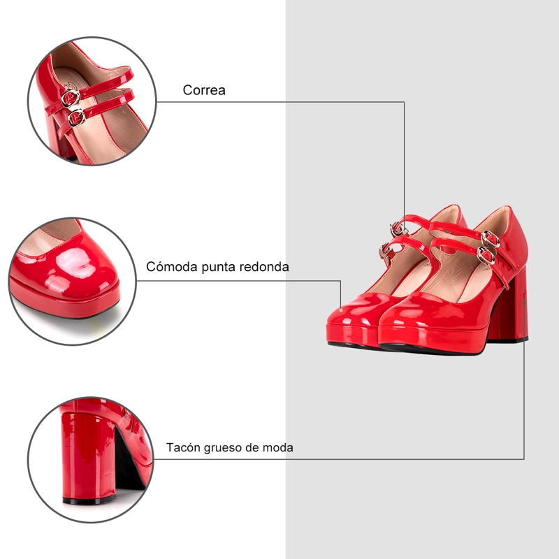 ZAPATO TACO ROJO CASUAL YOU201 WEIDE - 6