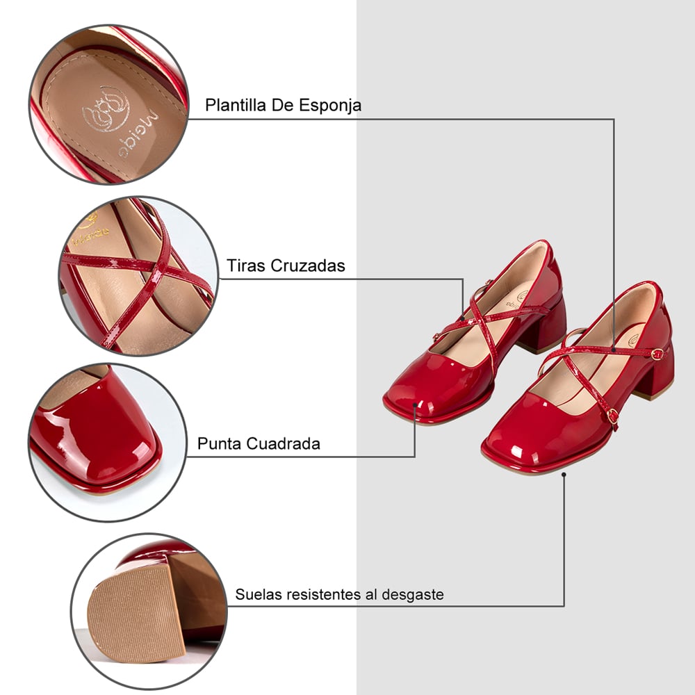 ZAPATO MARY JANE BURDEO CHAROL ELEGANTE MUJER WEIDE YL65 - 8