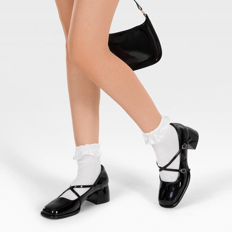 ZAPATO MARY JANE NEGRO PU ACHAROLADO ELEGANTE MUJER WEIDE YL65 - 3