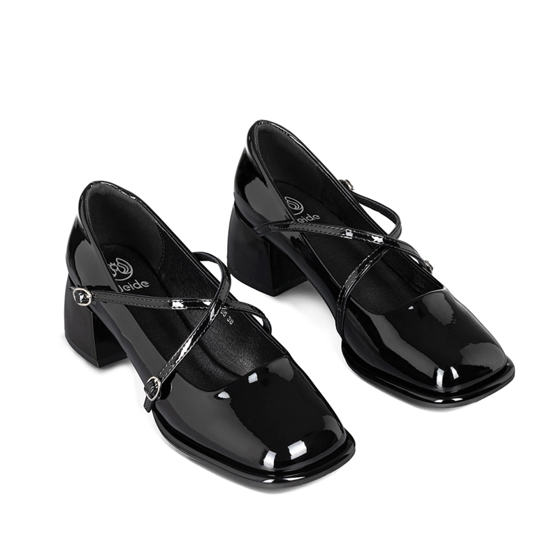 ZAPATO MARY JANE NEGRO PU ACHAROLADO ELEGANTE MUJER WEIDE YL65 - 6